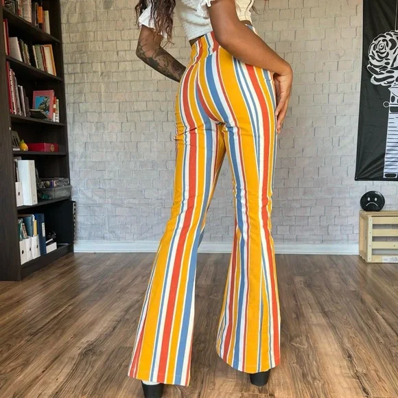 Free People Striped Split Flares - Picture 5 of 8